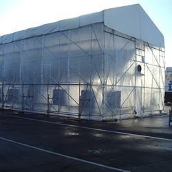 28 m sailboat undercover for painting operations